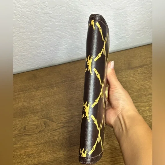 Vintage Longchamp Brown Logo Print Leather Clutch Bag Wallet - Picture 5 of 12